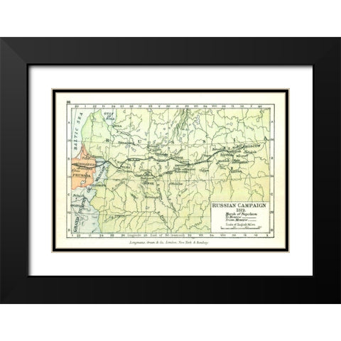 Russian Campaign 1812 Russia - Gardiner 1902 Black Modern Wood Framed Art Print with Double Matting by Gardiner