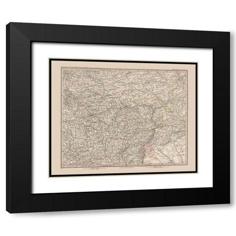 Europe Central Russia - Stieler 1885 Black Modern Wood Framed Art Print with Double Matting by Stieler