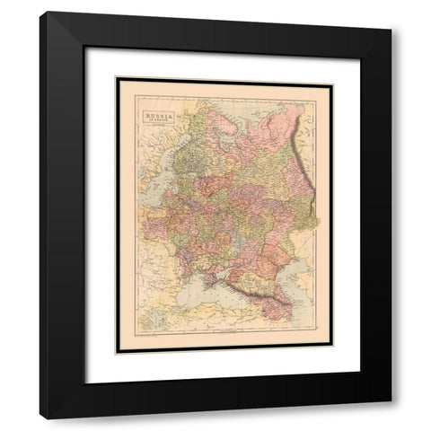 Russia - Black 1867 Black Modern Wood Framed Art Print with Double Matting by Black