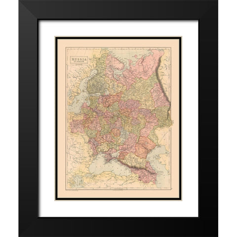 Russia - Black 1867 Black Modern Wood Framed Art Print with Double Matting by Black