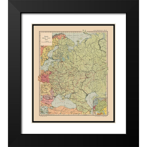 Russia - Streit 1913 Black Modern Wood Framed Art Print with Double Matting by Streit