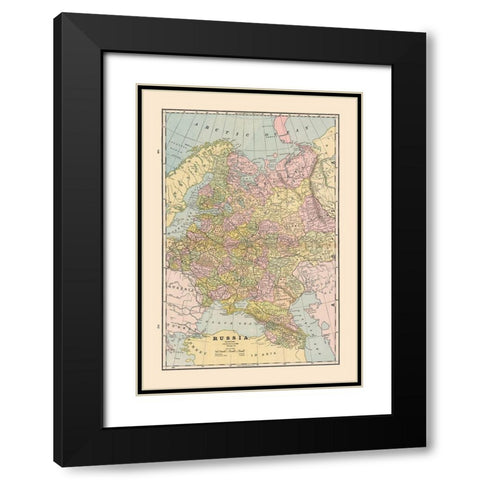 Russia - Cram 1888 Black Modern Wood Framed Art Print with Double Matting by Cram