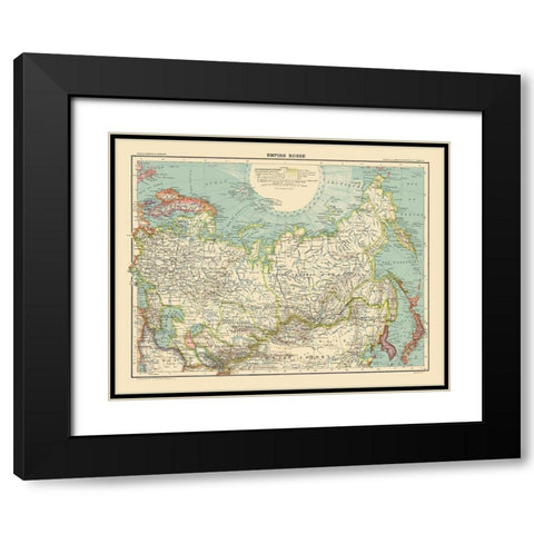Asia Russian Empire Russia - Schrader 1908 Black Modern Wood Framed Art Print with Double Matting by Schrader
