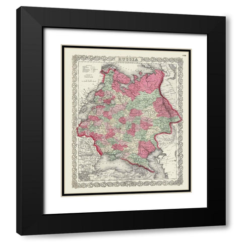 Russia - Colton 1865 Black Modern Wood Framed Art Print with Double Matting by Colton