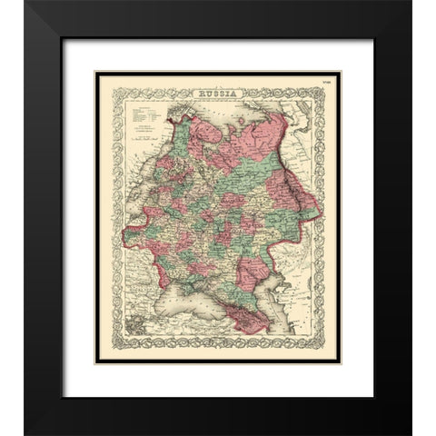 Russia - Colton 1869 Black Modern Wood Framed Art Print with Double Matting by Colton