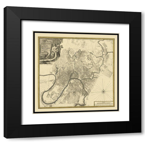 Moscow Russia Plan Europe - Michurin 1739 Black Modern Wood Framed Art Print with Double Matting by Michurin
