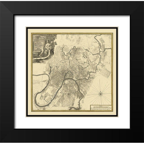 Moscow Russia Plan Europe - Michurin 1739 Black Modern Wood Framed Art Print with Double Matting by Michurin