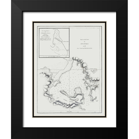 Bay of Awatska Kamtschatka Russia - Bligh 1785 Black Modern Wood Framed Art Print with Double Matting by Bligh