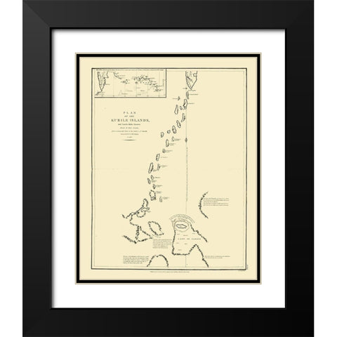 Asia Kurile Islands Russia - Lesseps 1788 Black Modern Wood Framed Art Print with Double Matting by Lesseps