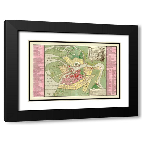Saint Petersburg Plan Russia - Roth 1776 Black Modern Wood Framed Art Print with Double Matting by Roth