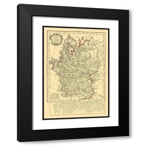 Russia in Europe - Delamarche 1800 Black Modern Wood Framed Art Print with Double Matting by Delamarche