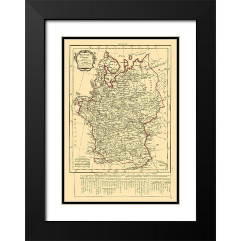 Russia in Europe - Delamarche 1800 Black Modern Wood Framed Art Print with Double Matting by Delamarche