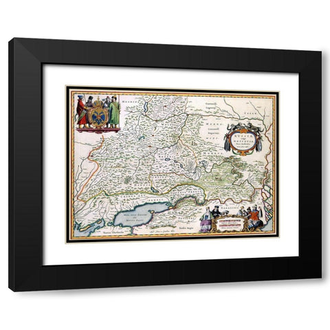 Moscow Russia - Blaeu 1665 Black Modern Wood Framed Art Print with Double Matting by Blaeu