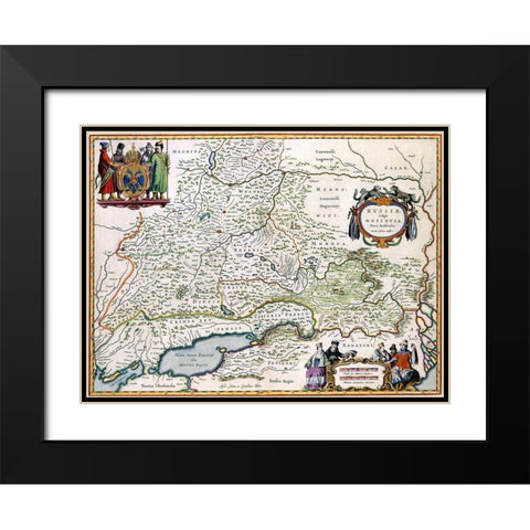 Moscow Russia - Blaeu 1665 Black Modern Wood Framed Art Print with Double Matting by Blaeu
