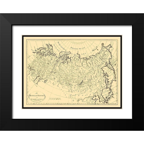 Russian Empire in Europe Asia Russia - Carey 1795 Black Modern Wood Framed Art Print with Double Matting by Cary