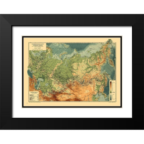 Europe Topography Russia - Shokalskiy Black Modern Wood Framed Art Print with Double Matting by Shokalskiy