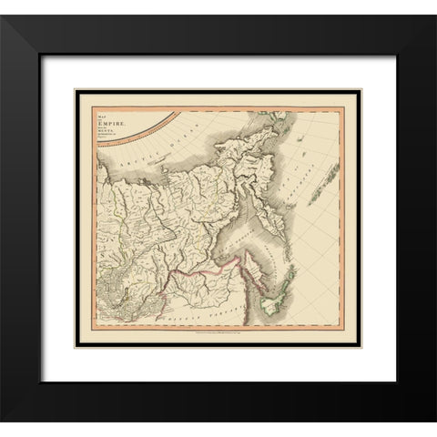 Russian Empire in Asia Russia - Cary 1799 Black Modern Wood Framed Art Print with Double Matting by Cary