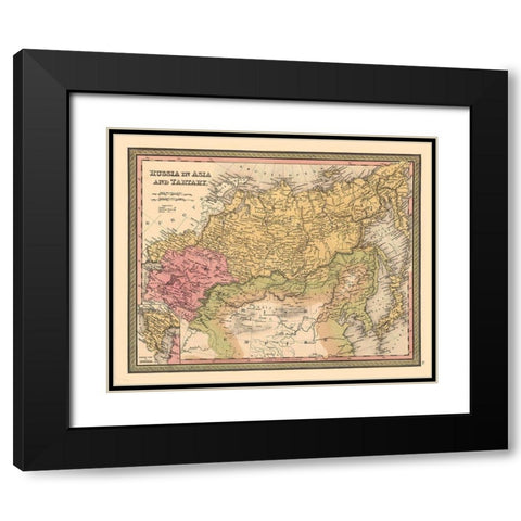 Asia Tartary Russia - Mitchell 1849 Black Modern Wood Framed Art Print with Double Matting by Mitchell