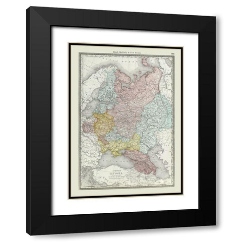 European Russia - Rand McNally 1889 Black Modern Wood Framed Art Print with Double Matting by Rand McNally