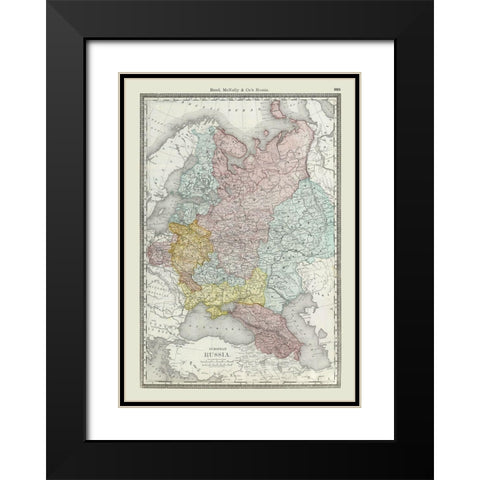 European Russia - Rand McNally 1889 Black Modern Wood Framed Art Print with Double Matting by Rand McNally