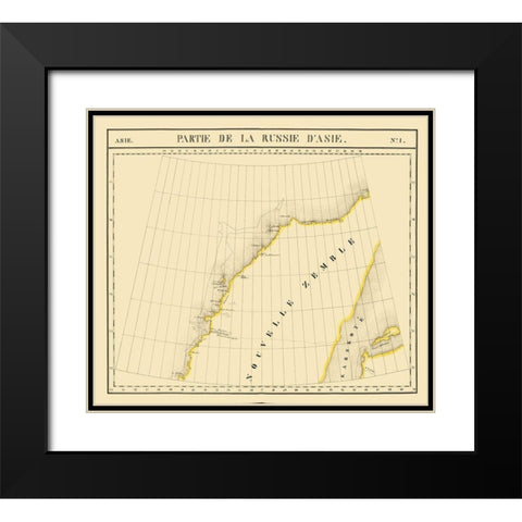 Novaya Zemlya Russia Asia - Vandermaelen 1827 Black Modern Wood Framed Art Print with Double Matting by Vandermaelen