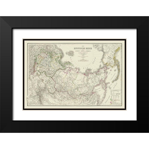 Russian Empire in Europe Asia America Russia Black Modern Wood Framed Art Print with Double Matting by Kiepert