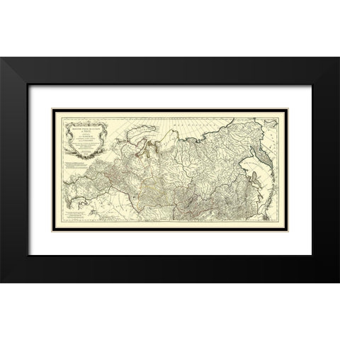 Siberia Russia Asia Tartary - DAnville 1753 Black Modern Wood Framed Art Print with Double Matting by D''Anville