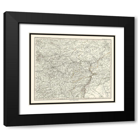Europe Central Russia - Perthes 1873 Black Modern Wood Framed Art Print with Double Matting by Perthes