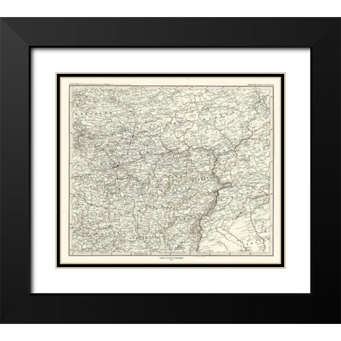Europe Central Russia - Perthes 1873 Black Modern Wood Framed Art Print with Double Matting by Perthes