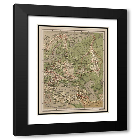Eastern Europe Relief Russia - Swan 1880 Black Modern Wood Framed Art Print with Double Matting by Swan