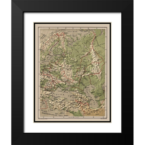 Eastern Europe Relief Russia - Swan 1880 Black Modern Wood Framed Art Print with Double Matting by Swan