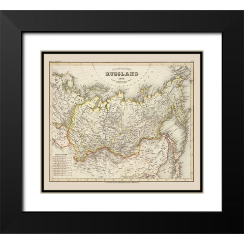 Asia Russia - Stich 1845 Black Modern Wood Framed Art Print with Double Matting by Stich