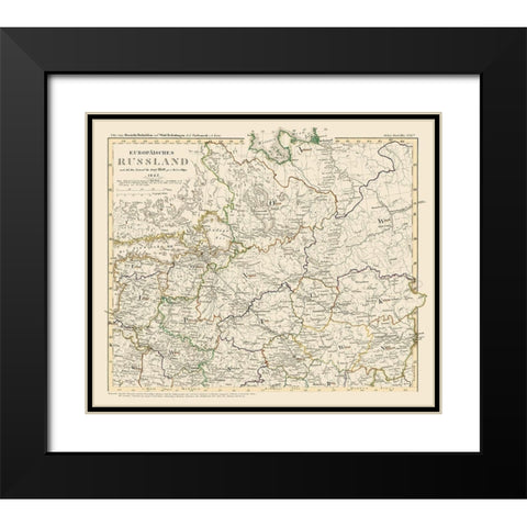 Europe Russia - Stieler 1850 Black Modern Wood Framed Art Print with Double Matting by Stieler
