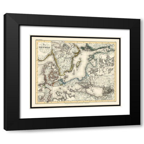 Baltic Sea Russia - Radefeld 1855 Black Modern Wood Framed Art Print with Double Matting by Radefeld