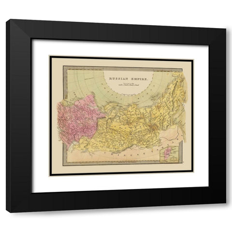 Russian Empire Europe Asia Russia - Greenleaf 1848 Black Modern Wood Framed Art Print with Double Matting by Greenleaf