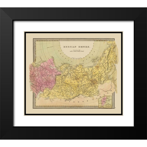 Russian Empire Europe Asia Russia - Greenleaf 1848 Black Modern Wood Framed Art Print with Double Matting by Greenleaf