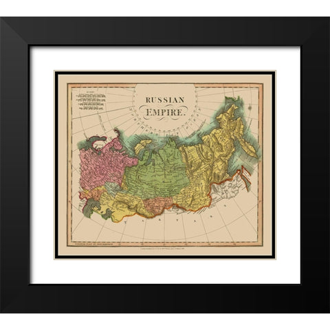 Russian Empire Russia - Darton 1811- 27.19 x 23 Black Modern Wood Framed Art Print with Double Matting by Darton