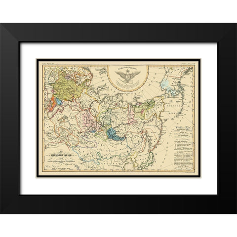 Russian Empire Russia - Perthes 1848 Black Modern Wood Framed Art Print with Double Matting by Perthes