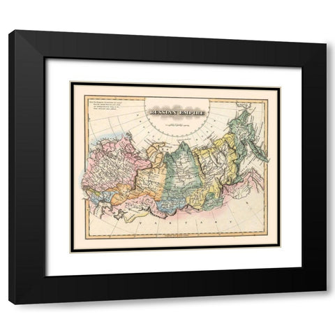 Russian Empire Russia - Lucas 1823 Black Modern Wood Framed Art Print with Double Matting by Lucas