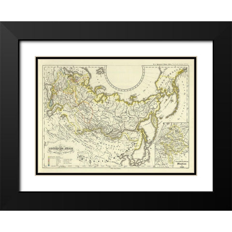 Russian Empire Asia Expansion Russia - Perthes Black Modern Wood Framed Art Print with Double Matting by Perthes