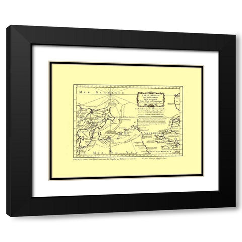 Russian Discoveries Asia America Russia Black Modern Wood Framed Art Print with Double Matting by Unknown