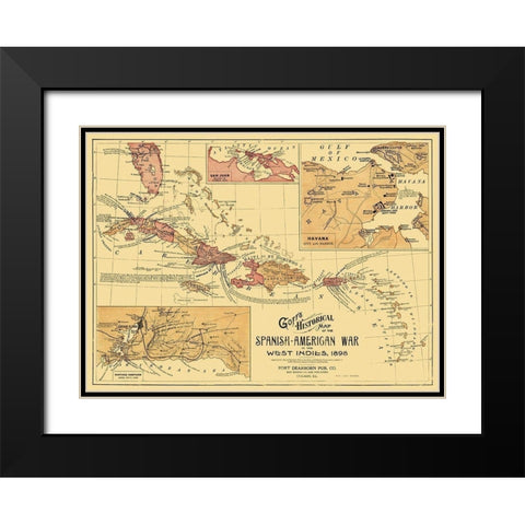 Spanish American War West Indies Caribbean Black Modern Wood Framed Art Print with Double Matting by Goff