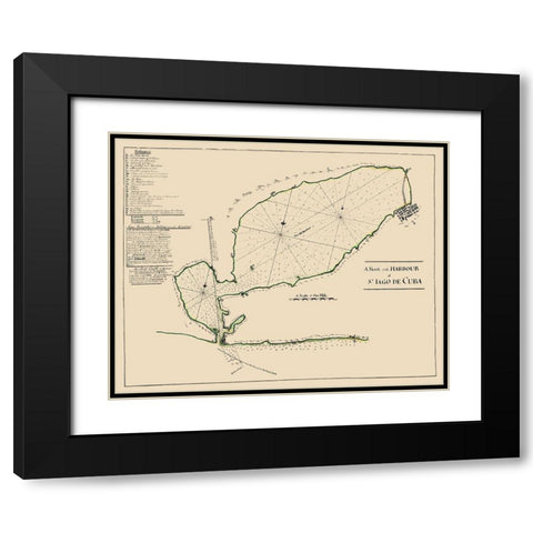 Caribbean Santiago de Cuba - 1765 Black Modern Wood Framed Art Print with Double Matting by Unknown