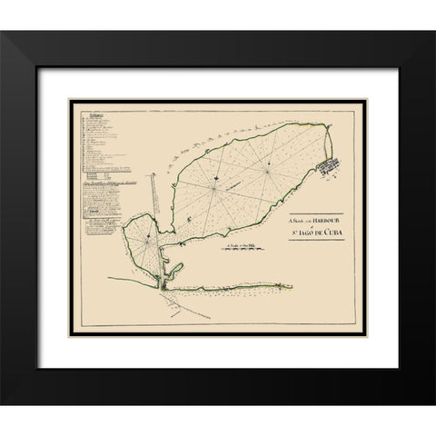 Caribbean Santiago de Cuba - 1765 Black Modern Wood Framed Art Print with Double Matting by Unknown