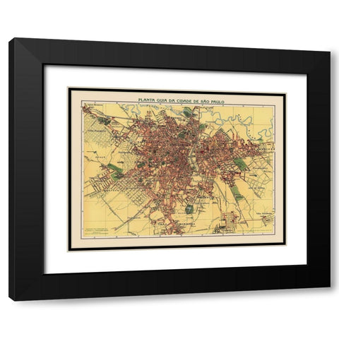 South America Sao Paulo Brazil - Hartmann 1913 Black Modern Wood Framed Art Print with Double Matting by Hartmann