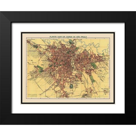South America Sao Paulo Brazil - Hartmann 1913 Black Modern Wood Framed Art Print with Double Matting by Hartmann