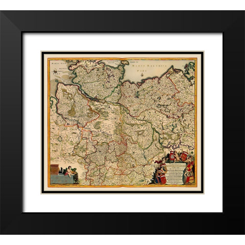 Saxony Germany - De Wit 1688 Black Modern Wood Framed Art Print with Double Matting by De Wit
