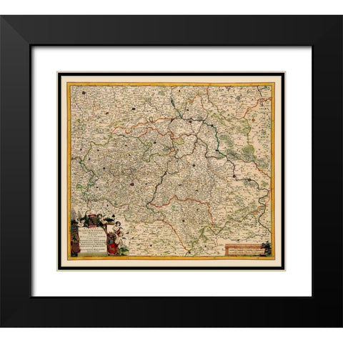 Saxony Region Germany - De Wit 1688 Black Modern Wood Framed Art Print with Double Matting by De Wit