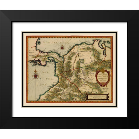 Northwestern South America - Jansson 1630 Black Modern Wood Framed Art Print with Double Matting by Jansson