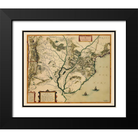 Southern Coast South America - Blaeu 1662 Black Modern Wood Framed Art Print with Double Matting by Blaeu